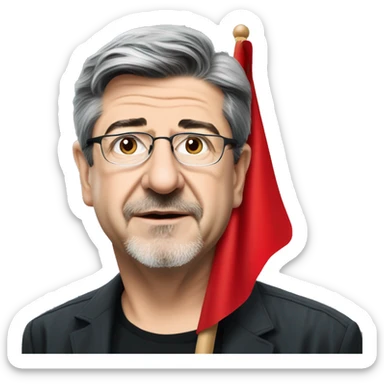 Jean Luc melenchon with a red flag sticker