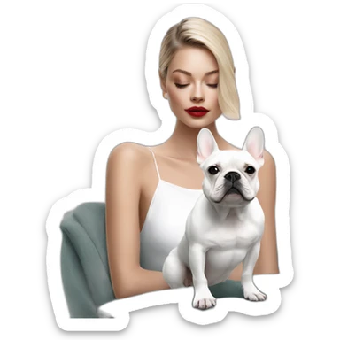 Fashion white FRENCH BULLDOG with fashion model sticker