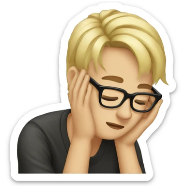 facepalm blond short hairs and black glasses sticker
