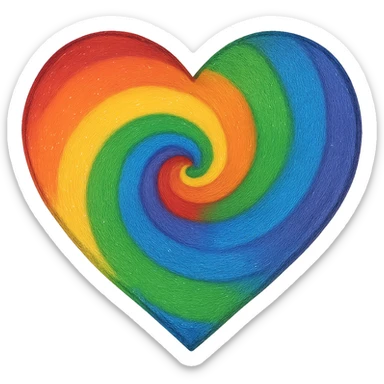 heart with a rainbow swirl, digital illustration, no background sticker