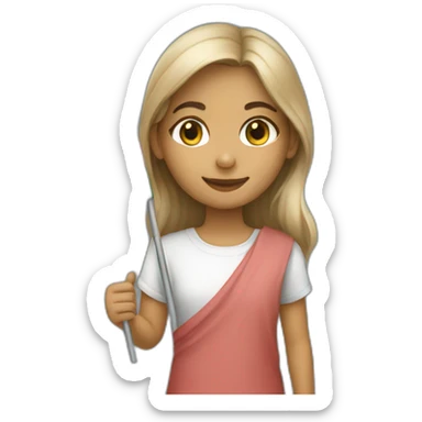 A 10 year old girl holding Kuwait flag  sticker