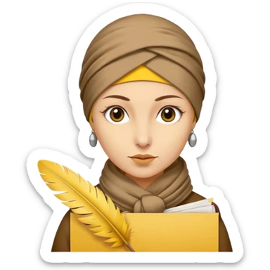 truthahnvogel with headscarf (no human) holding yellow paper sticker
