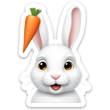 White rabbit with carrot sticker