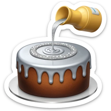 siler glitter being poured onto a cake  sticker