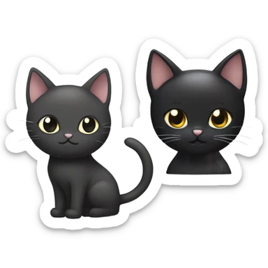 black cat and white cat kawaii style  sticker