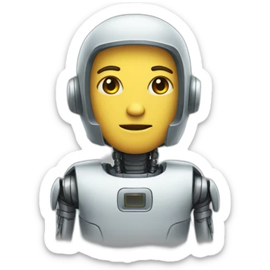 An emoji of half human half robot person sticker