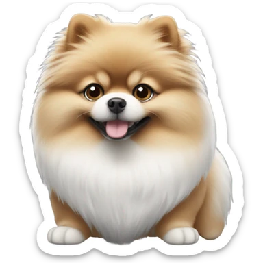 Fluffy grey and white Pomeranian  sticker