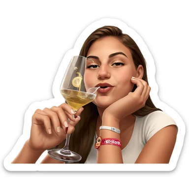 girl enjoying a drink sticker