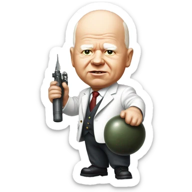 Khrushchev holding a bomb sticker