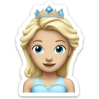 Blond girl blue eyes tiara sticker