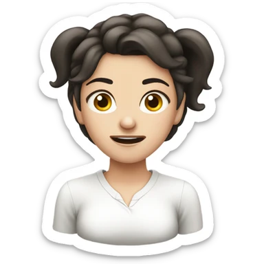 dark hair white girl cringing  sticker