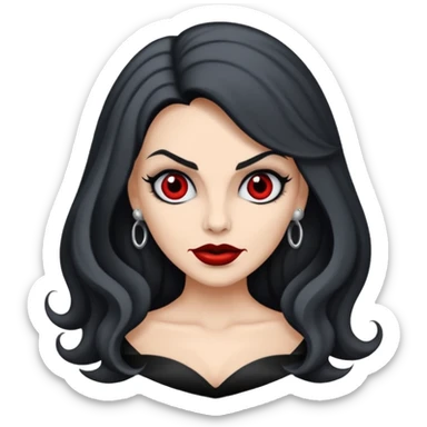 vampira com a cor de pele cinza, cabelo ondulados preto  sticker