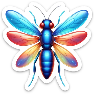 glitter red and blue firefly sticker