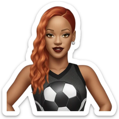 rihanna wearing a football suit hyperrealistic sticker