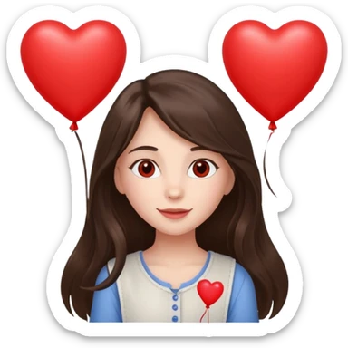 white happy long haired brunette girl hazel eyes valentines sticker