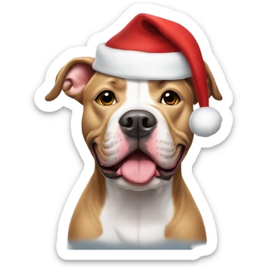 Pit bull wearing Santa hat sticker