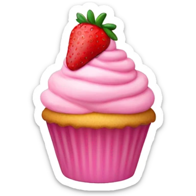 birthday light pink strawberry capcake  sticker