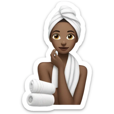 girl doing her skincare with a wrapped towel sticker