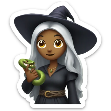a witch holding a snake  sticker