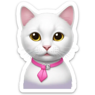 White cat with pink accesorie  sticker