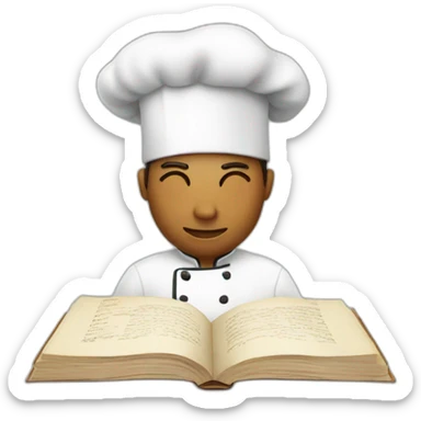 chef reading recipe book sticker