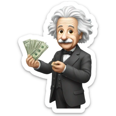 albert einstein cash in his hand sticker
