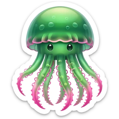 Cute green pink jellyfish sticker