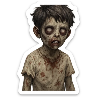 boy zombie with dark hair and white shirt, variation 4 sticker