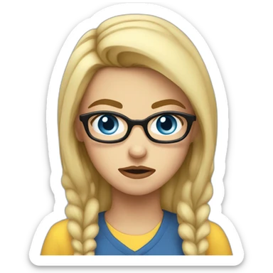 girl nerd angry blue eyes blond sticker