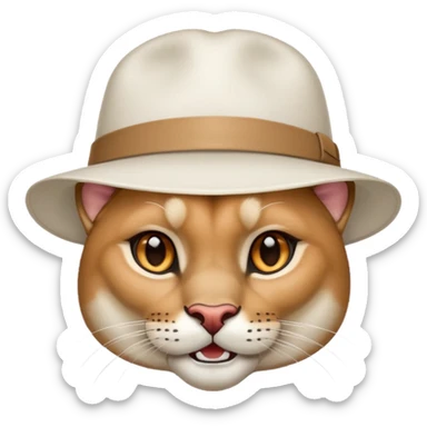 Cougar in white hat sticker