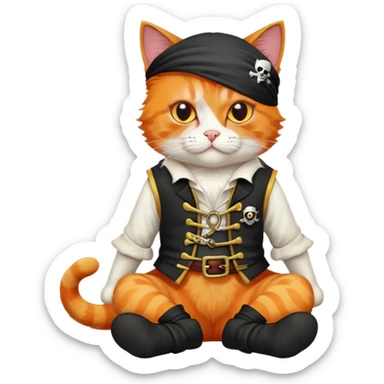 pirate cat full body sitting with one eye patch sticker