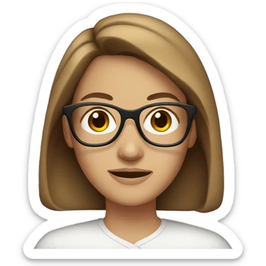 white woman with brown hair and glasses sticker