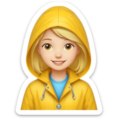 Girl in a yellow rain coat sticker
