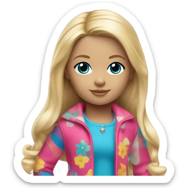 Blonde American girl doll  sticker