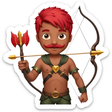 Black cupid with red hair and mustache sticker