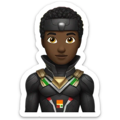 Black panther hero with Central Africa Republic color flag sticker