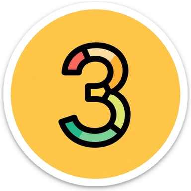 Number 3 on a yellow volumetric background sticker