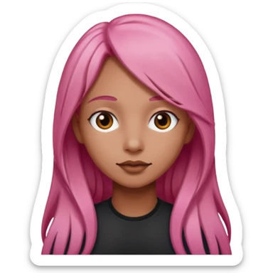 visage Cheveux rose lisse long peau marron sticker