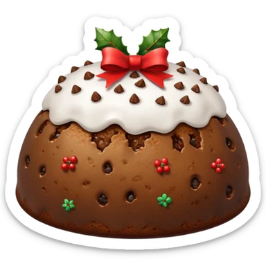 Christmas pudding horse and red bows sticker