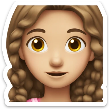 girl with brown hair and pink bows  sticker