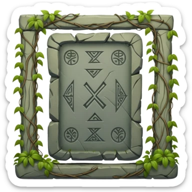 Stone Tablet – Carved gray slab with ancient runes in jyngle sticker