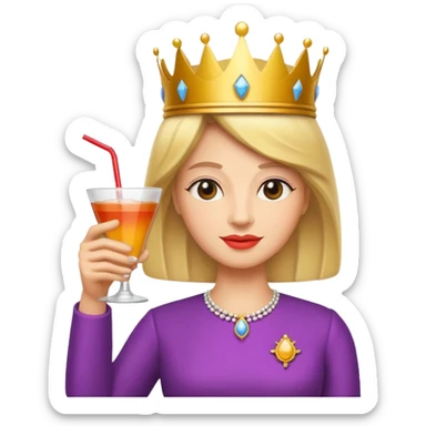queen with drink sticker