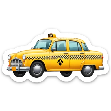 yellow taxi cab with checker pattern on the side sticker