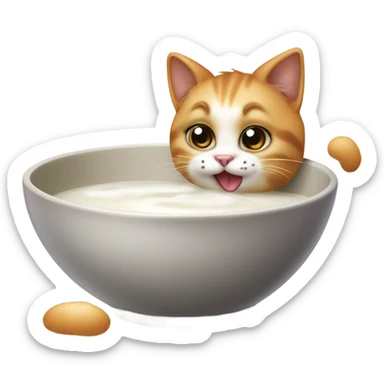 realistic cat drinking milk sticker