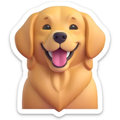 Change the dog to a golden retriever breed in the style of Microsoft style 3D fluent emojis, keeping the rest of the image unchanged. sticker