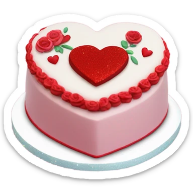Red heart shaped cake  sticker