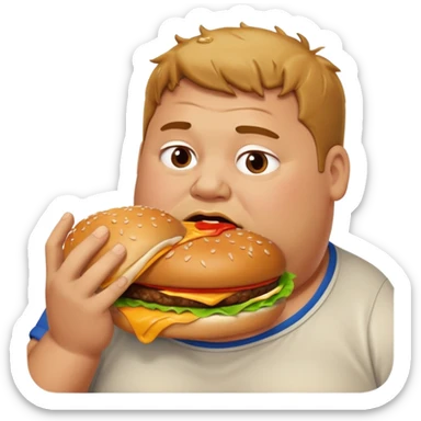 fat guy eating burger sticker