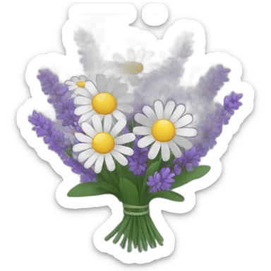 Lavender and daisy bouquet sticker