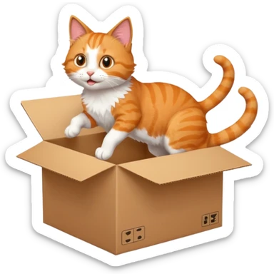 cat jumping out of a box sticker
