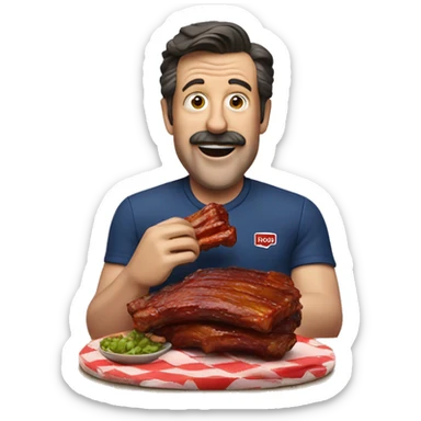 Ted lasso eating bbq ribs sticker